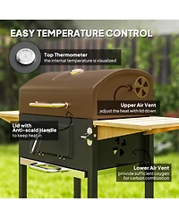 Outsunny Charcoal Bbq Grill with Adjustable Charcoal Pan Barbecue Grill