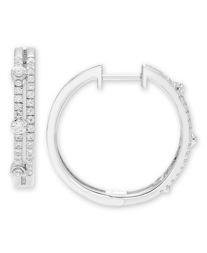 Macy's Diamond Hoop Earrings (1/2 ct. t.w.) in 10k White Gold