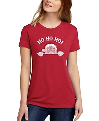 La Pop Art Women's Peeking Santa Word Short Sleeve T-Shirt