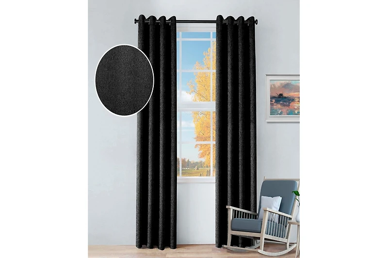 Superior Senna Textured Curtain Set of Panels with Grommet Header