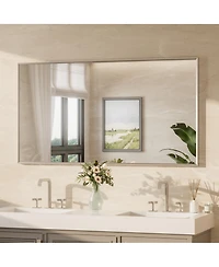 Keonjinn Inch Brushed Nickel Bathroom Vanity Mirror Metal Framed Over Sink Wall Mirror Horizontal/Vertical