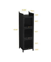 Casainc Modern Three-Tier Glass Door Cabinet with Four-Tier Storage for Living Room, Dining, Entryway, or Bathroom