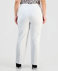 Kasper Plus Pull-On Straight-Leg Pants