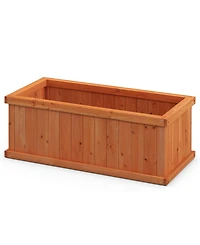 Sugift Raised Garden Bed Wooden Planter Box with 4 Drainage Holes and Detachable Bottom Panels-Orange