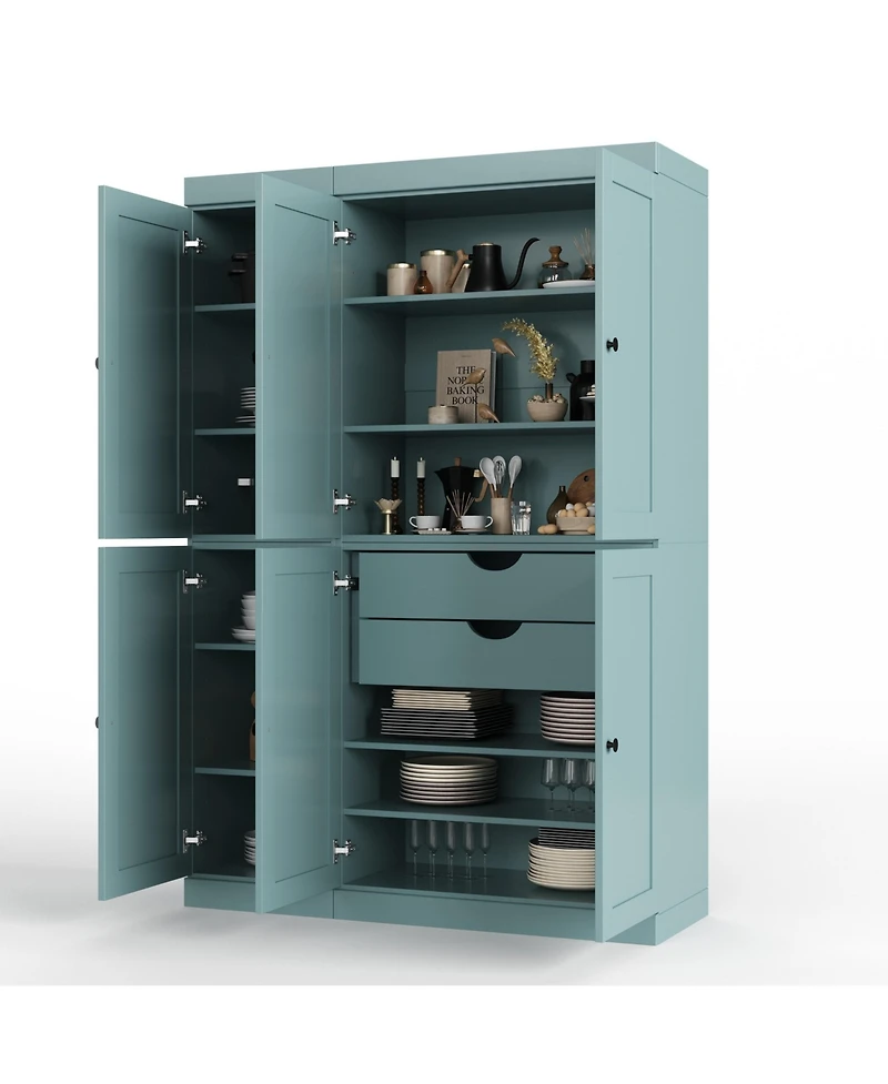 Palace Imports 100% Solid Wood 48.5" Pantry Cabinet with Shaker Doors, 2-Drawers & Adjustable Shelves