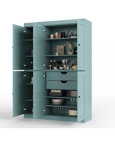 Palace Imports 100% Solid Wood 48.5" Pantry Cabinet with Shaker Doors, 2-Drawers & Adjustable Shelves