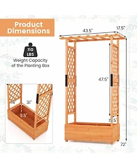 Sugift Raised Garden Bed with Arch Trellis-Orange