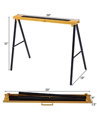 Sugift 2 Pack Heavy Duty Sawhorse with Steel Folding Legs