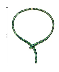 Enchanting Green Cubic Zirconia Snake Collar Necklace in 14k Yellow Gold Plating with Blue & Green Enamel
