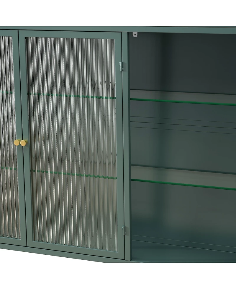 Casainc 3-Door Arched Wall-Mounted Glass Cabinet for Kitchen, Living Room, or Bathroom Storage