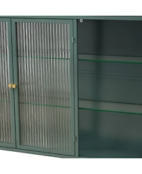 Casainc 3-Door Arched Wall-Mounted Glass Cabinet for Kitchen, Living Room, or Bathroom Storage