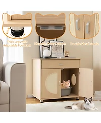 Skonyon Cat Litter Box Enclosure with Sisal Scratching Doors and Storage