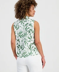 Kasper Women's Printed Tie-Neck Sleeveless Blouse
