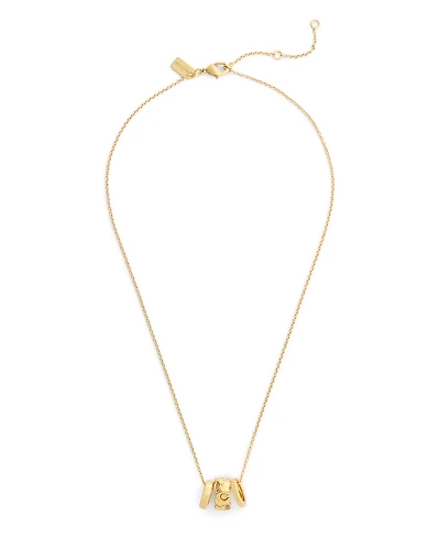 Coach Faux Stone Signature C Braided Rondelle Pendant Necklace