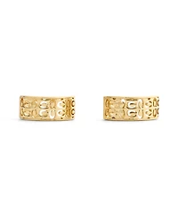 Coach Gold Signature Quilted Cut Out Huggie Earrings