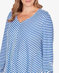 Ruby Rd. Plus Size Mitered Scallop Stripe Tunic Top