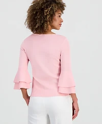 Kasper Women's Scoop-Neck Flare-Sleeve Sweater, Regular & Petite