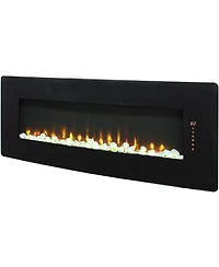 Flynama 48 inch Curved Front Wall Mounted Electric Fireplace with remote and multi color flame & emberbed