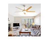Sofucor 52-inch Modern Sand Nickel 5-Blade Tri-Color Dimming Ceiling Fan with Remote Control and Timing Function for Indoor