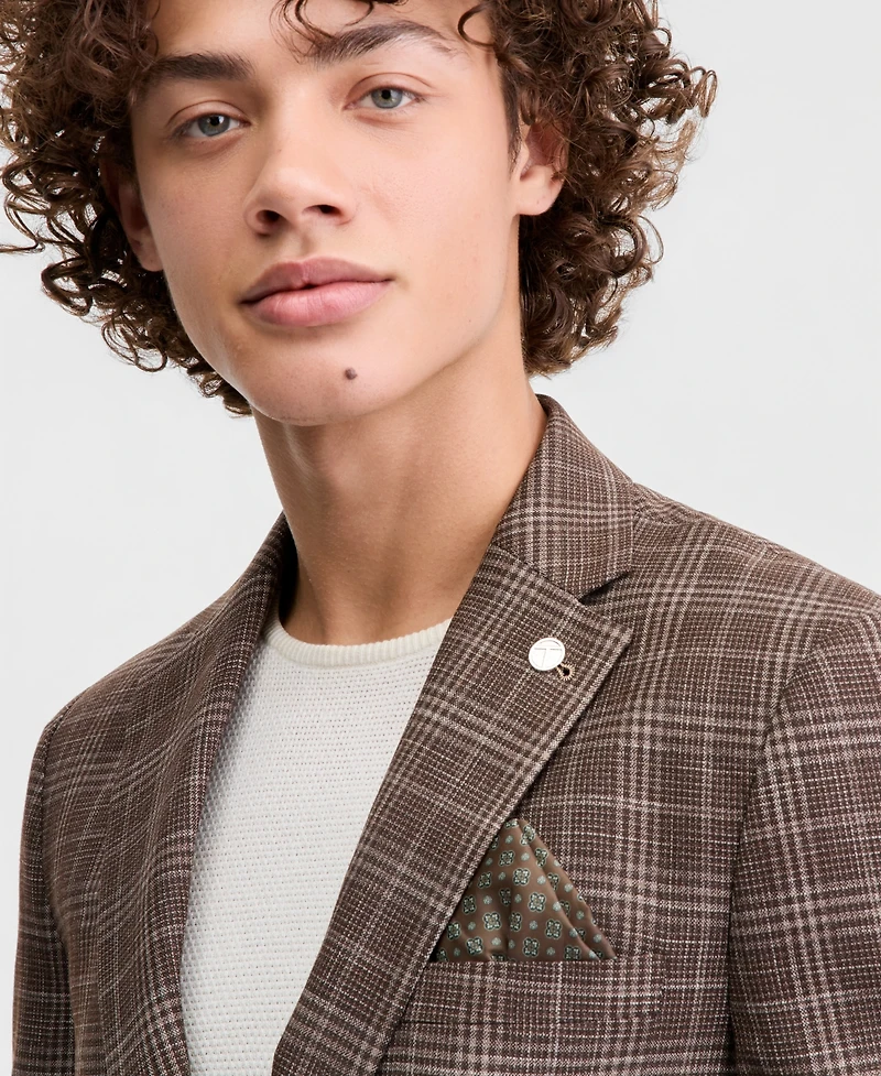 Men's Plaid Notch-Lapel Slim-Fit Sport Coat