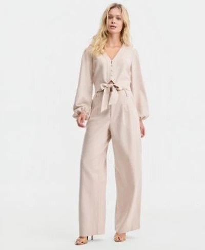 Guess Shirley Linen Tie Front Blouse Sulli Linen Wide Leg Pants