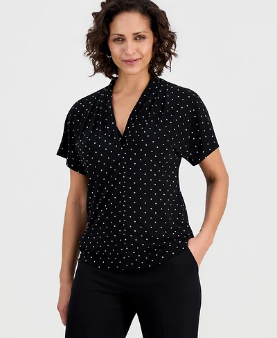 Kasper Women's Printed Flutter Sleeve Blouse