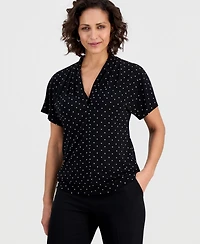 Kasper Women's Printed Flutter Sleeve Blouse