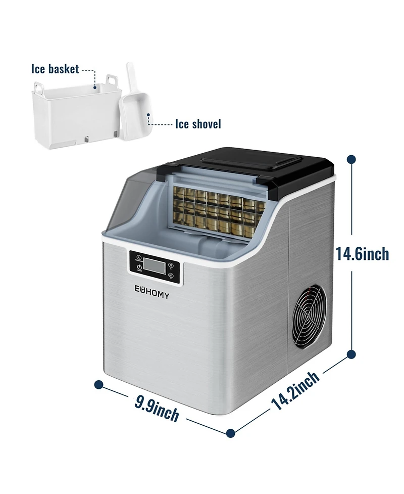 Euhomy 34-lb Cube Ice Countertop Portable Ice Maker in Black with Self Cleaning