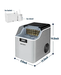 Euhomy 34-lb Cube Ice Countertop Portable Ice Maker in Black with Self Cleaning