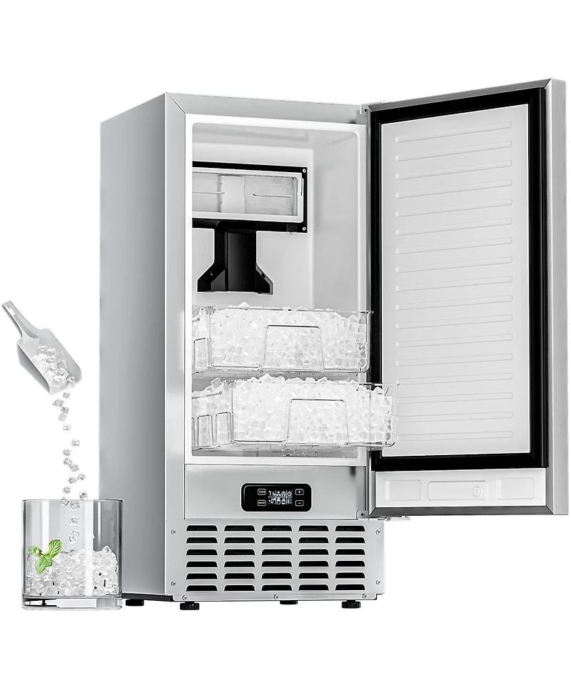 Euhomy 30-lb Ice Storage 66-lb Ice Per day Nugget Ice Maker with Self-Cleaning in Silver