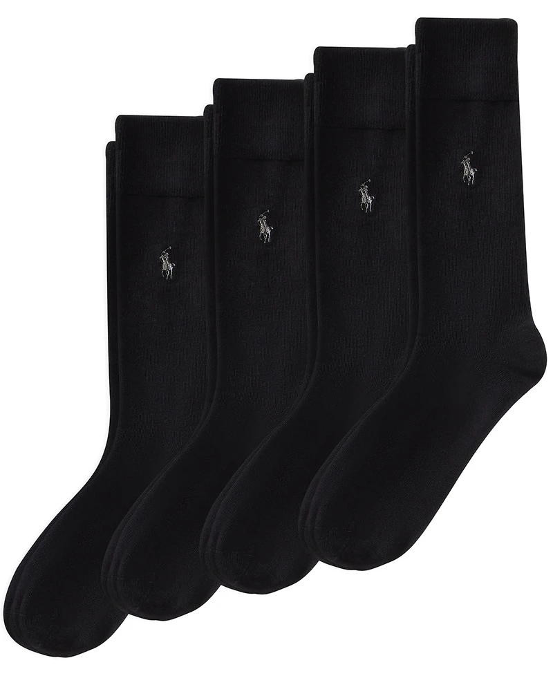 Polo Ralph Lauren Men's Flat Knit Slack Dress Socks, Pack of 4