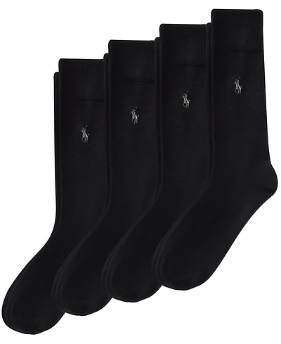 Polo Ralph Lauren Men's Flat Knit Slack Dress Socks, Pack of 4