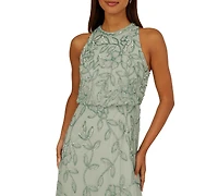 Adrianna Papell Women's Beaded Sleeveless Long Dress