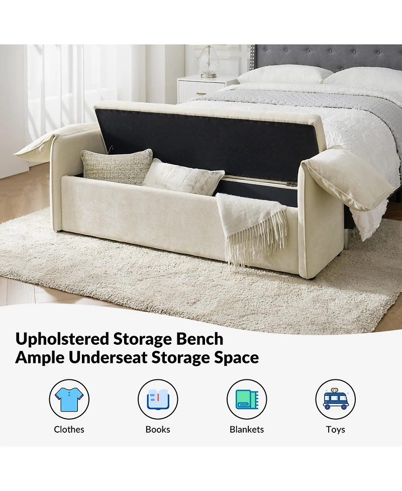 Hulala Home Mid-century Modern Lydia Storage Bench with Solid Wood Legs