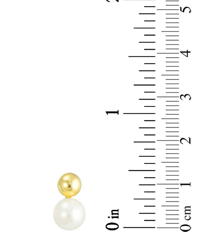 Macy's Classic Pearl and Gold Ball Stud Earrings In 10k Yellow Gold