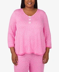 Ellen Tracy Plus V-Neck Top and Ankle Pajama Pants, 2-Piece Set