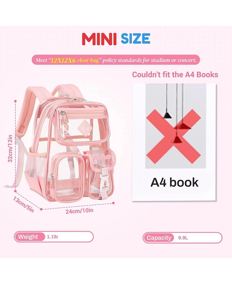Batfox Mini Clear Backpack Small Pink Kids Girls