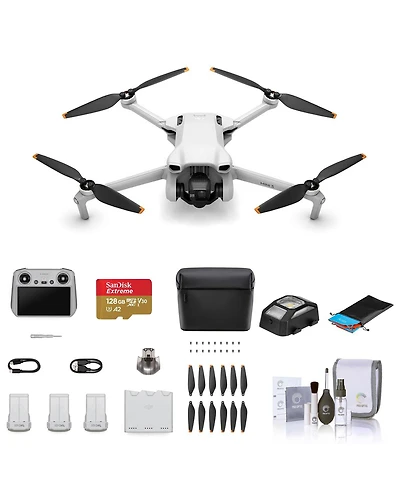 Dji Mini 3 Drone Fly More Combo with Rc Remote Controller Bundle with 128GB microSD Card, Anti-Collision Light, Foldable Landing Pad, Cleaning Kit