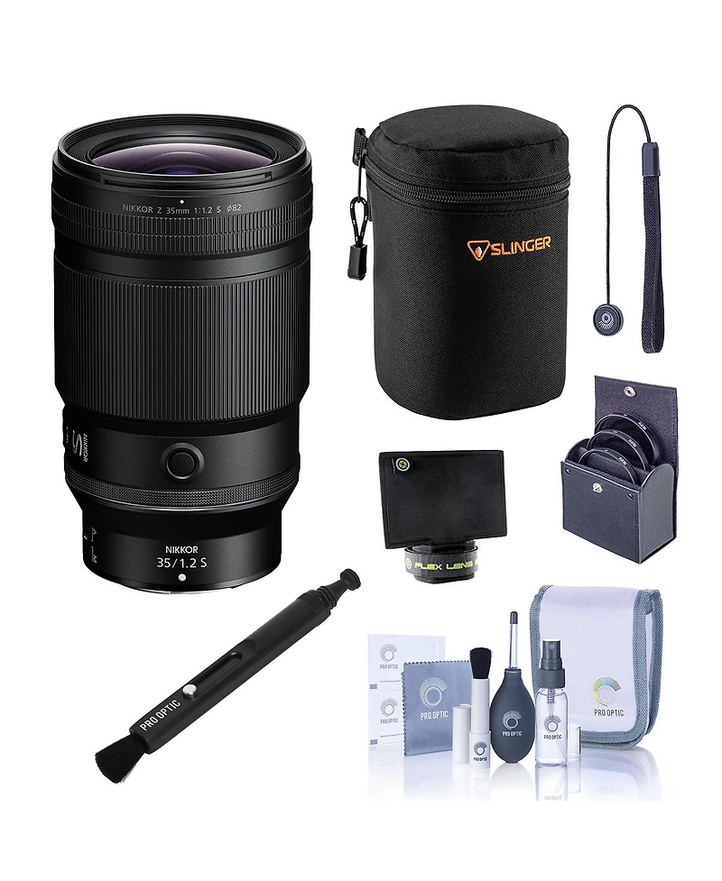 Nikon Z 35mm f/1.2 S Lens, Bundle with Medium Lens Case, 82mm Filter Kit, Flex Lens Shade, Lens Cleaner, Cleaning Kit and Lens Cap Tether