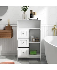 Casainc Bathroom standing storage cabinet with 3 drawers and 1 door-White