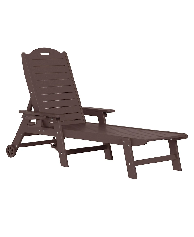 WestinTrends 2-Piece Outdoor Patio Chaise Lounge Chair with Wheels & Cup Holder Side Table