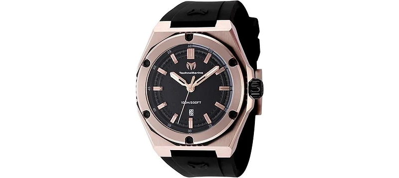 Technomarine Men's Tm- Quartz 3 Hand Black Dial Watch