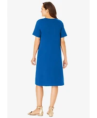 Woman Within Women's Plus Perfect Short-Sleeve Crewneck Tee Dress