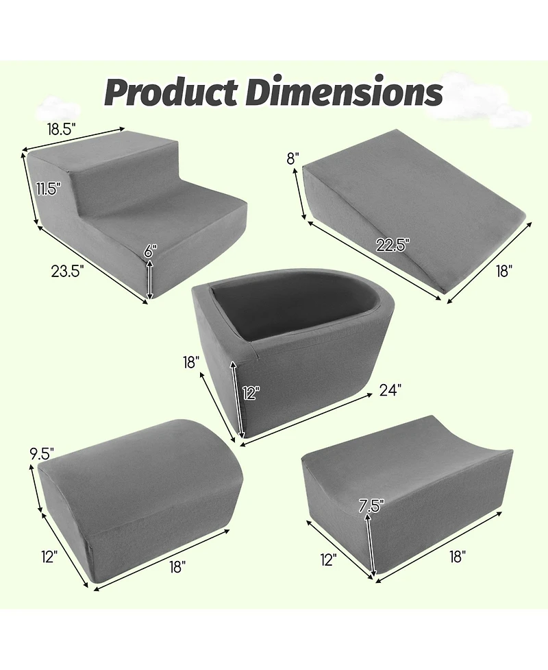 Hongge 5-Piece Foam Climb and Crawl Playset with Ball Pit for Toddlers