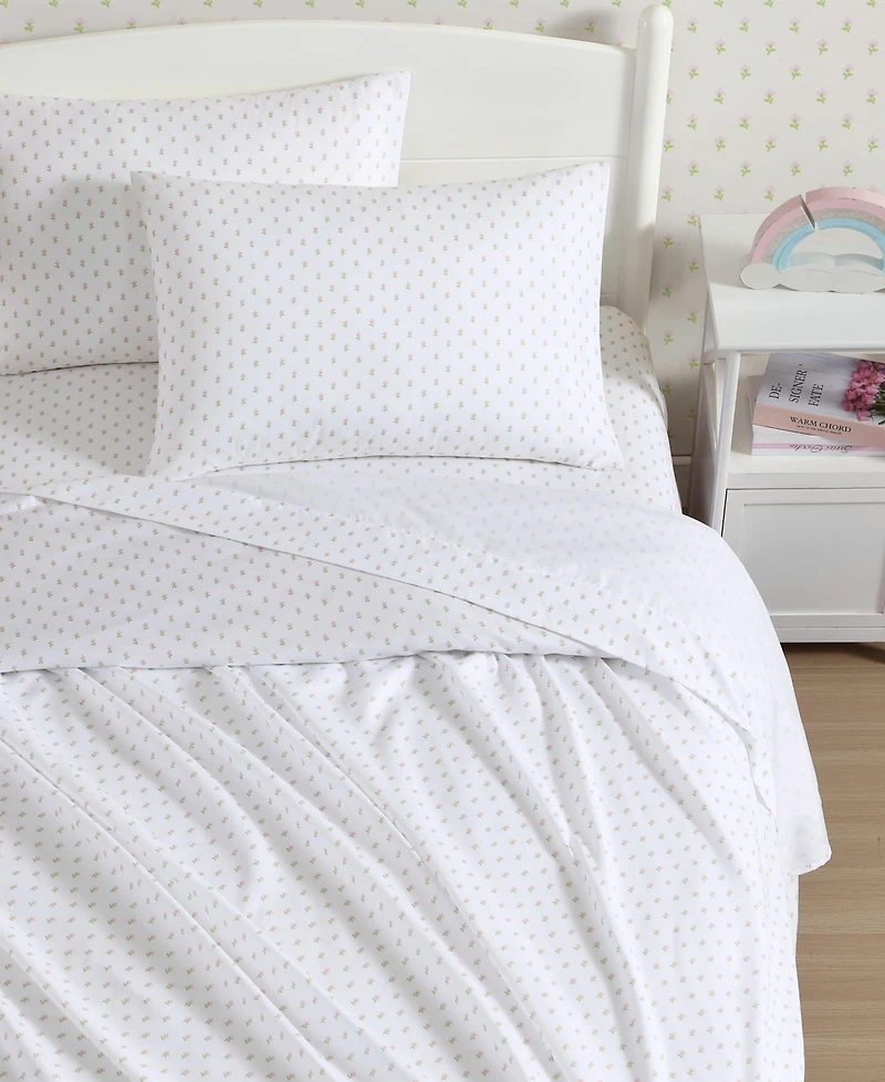 Laura Ashley Wood Violet Microfiber 3-Pc. Sheet Set