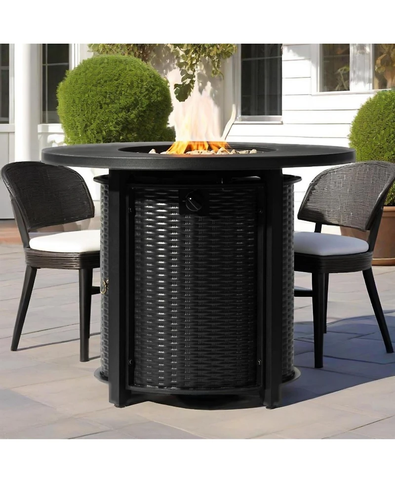 Boyel Living 32" Propane Gas Fire Pit Table, 50000 Btu Round Steel Fire Pit for Outside Patio Deck Garden Courtyard-Black