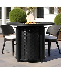 Boyel Living 32" Propane Gas Fire Pit Table, 50000 Btu Round Steel Fire Pit for Outside Patio Deck Garden Courtyard-Black