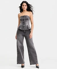 Bar Iii Women's Denim Button-Front Bustier, Macy's Exclusive