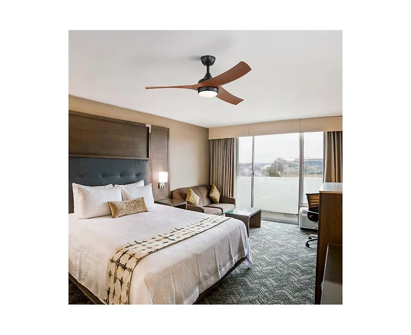 Sofucor 52-inch Modern Black Standard 3-Blade Ceiling Fan With Remote and Led Light