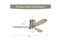 Sofucor 52-inch Modern Sand Nickel 3-Blade Flush Mount with Light and Remote Control